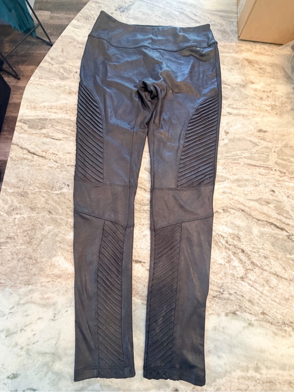 Chelsea & Theodore NWT Black Moto Leggings Ribbed Biker Pants S